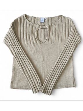 Armani Exchange y2k vintage size large Beige Ribbed Women cotton Sweater